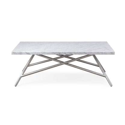 CORAL COFFEE TABLE IN MARBLE Tijdloze Luxe – Salontafel met Carrara Marmer en Roestvrij Staal