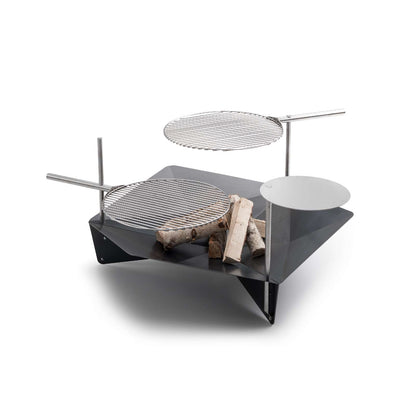 Höfats Triple 120 Vuurkorf – Cortenstaal Design met Barbecuefunctionaliteit voor de Moderne Buitenruimte