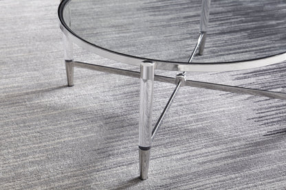 MARILYN GLASS ACRYLIC AND POLISHED STAINLESS STEEL COFFEE TABLE Art Deco Luxe – Statement Salontafel met Glans en Lichtheid