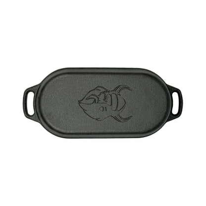Valhal Outdoor Dutch Oven – Gietijzeren Braadpan met Grilldeksel (Ovaal, 1 Liter)