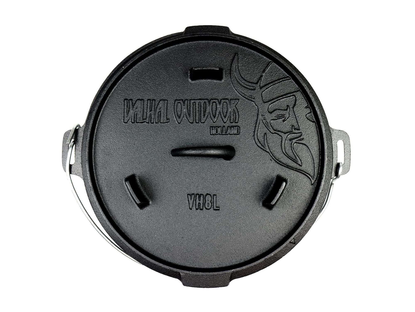 Valhal Outdoor Dutch Oven 8L – Platte Gietijzeren Alleskunner voor BBQ & Oven