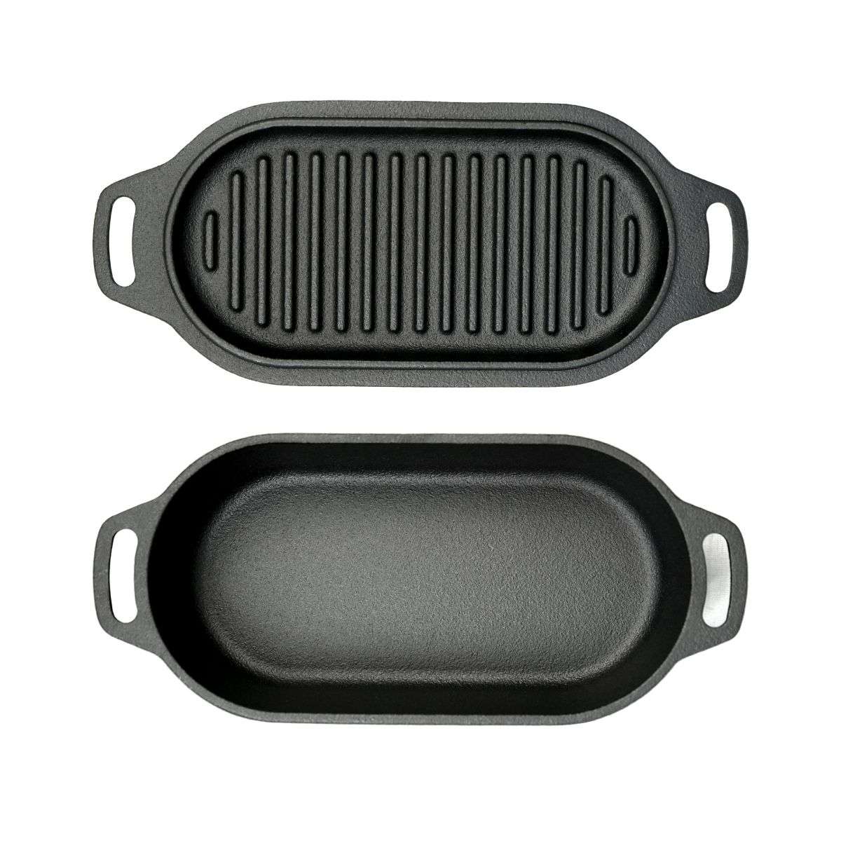 Valhal Outdoor Dutch Oven – Gietijzeren Braadpan met Grilldeksel (Ovaal, 1 Liter)