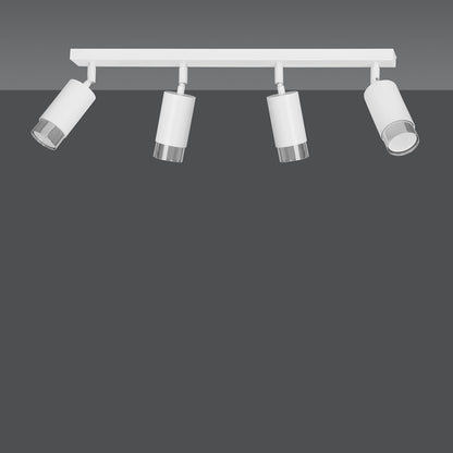 HIRO 4-WH-CHROME Spotlamp – Verfijnde 4-lichts plafondspot met richtbare lampkoppen en chromen accenten