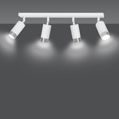 HIRO 4-WH-CHROME Spotlamp – Verfijnde 4-lichts plafondspot met richtbare lampkoppen en chromen accenten