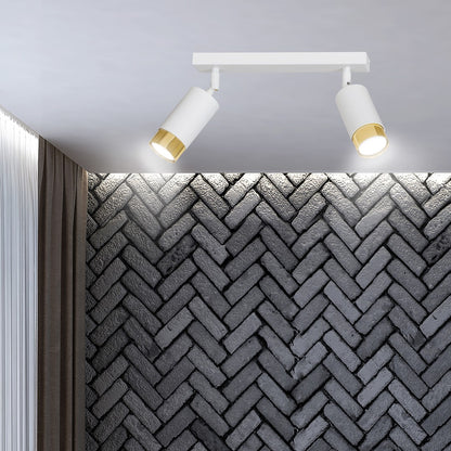HIRO 2-WH GOLD – Verfijnde witte dubbele spotlight met gouden accenten en E14 fitting