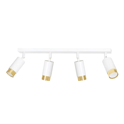 HIRO 4-WH-GOLD Spotlamp – Stijlvolle 4-lichts richtspot in wit met gouden accenten voor functionele sfeer