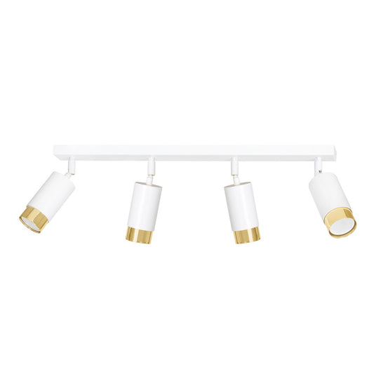 HIRO 4-WH-GOLD Spotlamp – Stijlvolle 4-lichts richtspot in wit met gouden accenten voor functionele sfeer