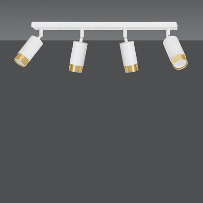 HIRO 4-WH-GOLD Spotlamp – Stijlvolle 4-lichts richtspot in wit met gouden accenten voor functionele sfeer