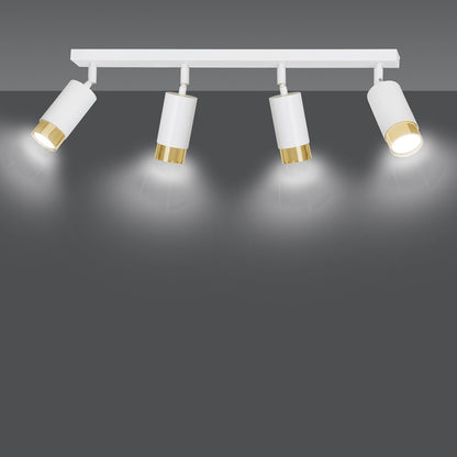 HIRO 4-WH-GOLD Spotlamp – Stijlvolle 4-lichts richtspot in wit met gouden accenten voor functionele sfeer