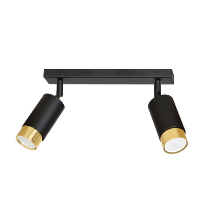 HIRO 2-BL GOLD – Elegante zwarte dubbele spotlight met gouden accenten voor gerichte verlichting