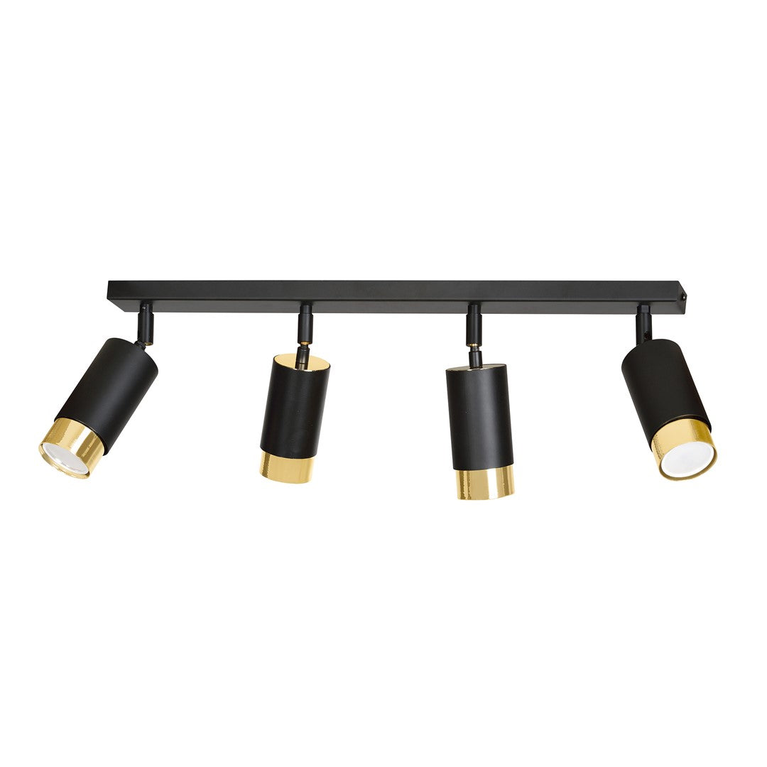 HIRO 4-BL-GOLD Spotlamp – Richtbare 4-lichts spot voor stijlvolle en functionele accenten