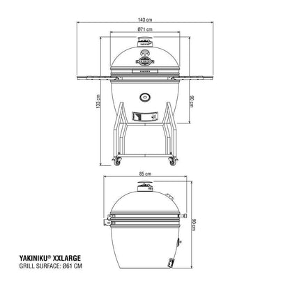 YAKINIKU Kamado 24" XXLARGE – Compleet Pro Grillpakket met Onderstel, Zijtafels en Hoes