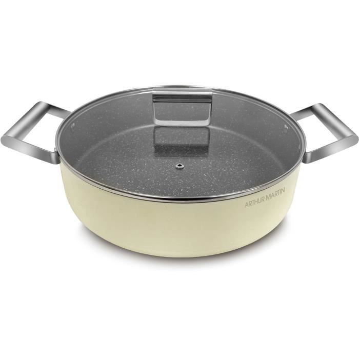 ARTHUR MARTIN AM6523 Gesmede Braadpan – 24 cm met deksel, geschikt voor alle warmtebronnen inclusief inductie en oven