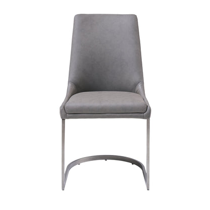 OXFORD DINING CHAIR IN BASALT GREY (SET OF 2) Krachtige Elegantie – Eetkamerstoelen met Nikkelaccent en Zwevende Sokkel