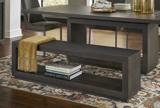 OXFORD DINING BENCH IN BASALT GREY Eigentijdse Klasse – Eetkamerbank van Massief Acacia in Moderne Afwerking