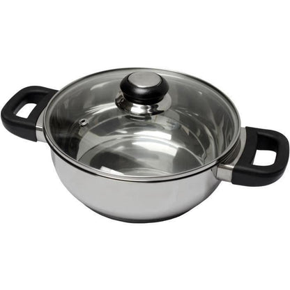 BAUMALU 331974 Braadpan 24 cm – Robuust roestvrij staal met bakeliet deksel saffierglas