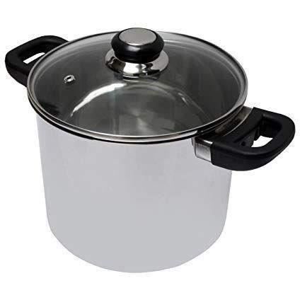 BAUMALU Caterer Stainless Steel Pan – Hoogwaardig 24 cm model met Saffier-glas deksel & bakelieten handgreep