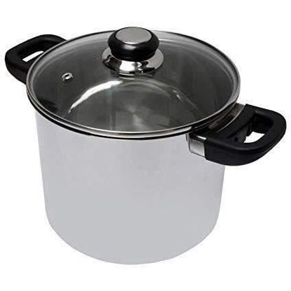 BAUMALU Caterer Stainless Steel Pan – Hoogwaardig 24 cm model met Saffier-glas deksel & bakelieten handgreep