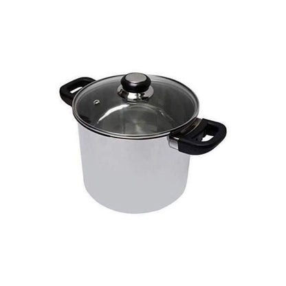BAUMALU Caterer Stainless Steel Pan – Hoogwaardig 24 cm model met Saffier-glas deksel & bakelieten handgreep