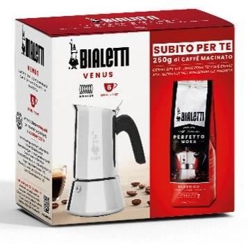 Bialetti Venus Moka Koffiezetapparaat met Coffee Perfetto – Elegant Italiaans Design voor 6 Kopjes (0,30 L)
