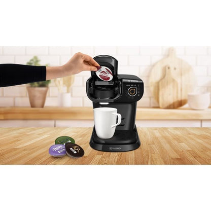 BOSCH TAS6502 Multidrank Koffiemachine – Compact & veelzijdig in stijlvol zwart