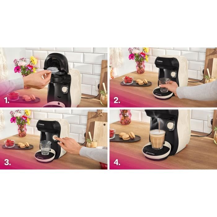 BOSCH TASSIMO T10 Happy Vanille – Compacte multidrank-koffiemachine in naturel vanille, 1400 W