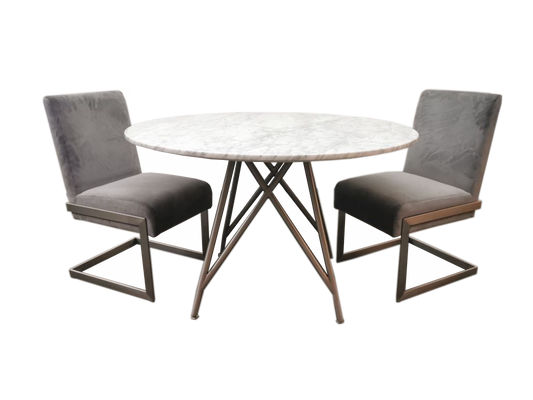 CORAL SMALL DINING CHAIR IN DIAMOND (SET OF 2) Tijdloos & Comfortabel – Breuer-stoel in Modern Design met Flintkleurig Kunstleer