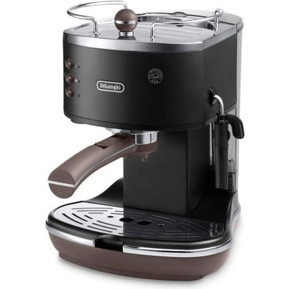 De’LONGHI ECOV 310.BK Icona Vintage Klassieke Espressomachine – Authentiek espresso in stijlvol zwart-bruin vintage design