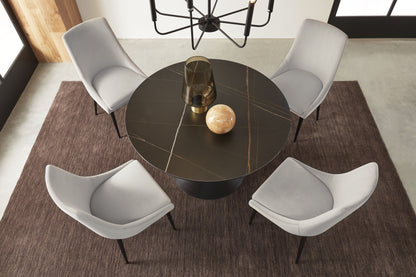 WINSTON UPHOLSTERED METAL LEG DINING CHAIR IN ASH GREY AND BLACK Elegant Comfort – Eetkamerstoel met Moderne Look en Ondersteunend Zitcomfort