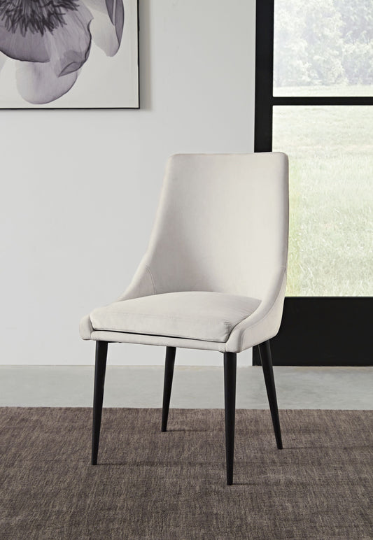 WINSTON UPHOLSTERED METAL LEG DINING CHAIR IN ASH GREY AND BLACK Elegant Comfort – Eetkamerstoel met Moderne Look en Ondersteunend Zitcomfort