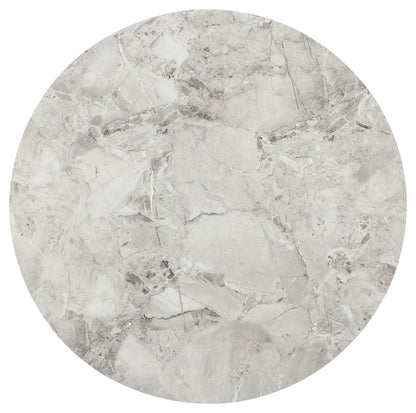 WINSTON STONE TOP METAL BASE ROUND DINING TABLE IN GRIGIO Stijlvol Tafelen met Karakter – Ronde Eettafel van Sintersteen en Staal