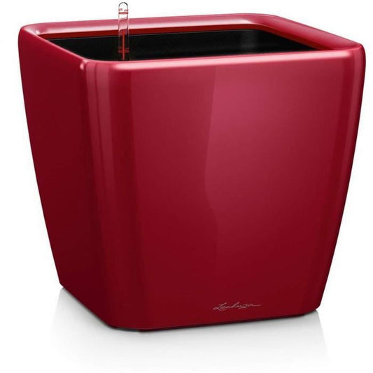 LECHUZA Quadro Premium LS 50-bloempot – Volledige set met luxe glans in scharlakenrood