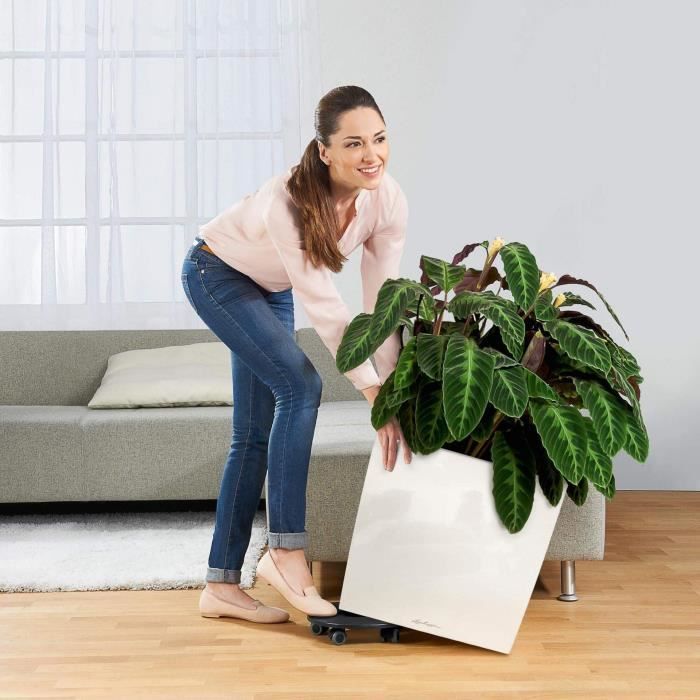 Bloempot - LEC - Cube Premium 50 - glanzend wit - weer- en UV-bestendig