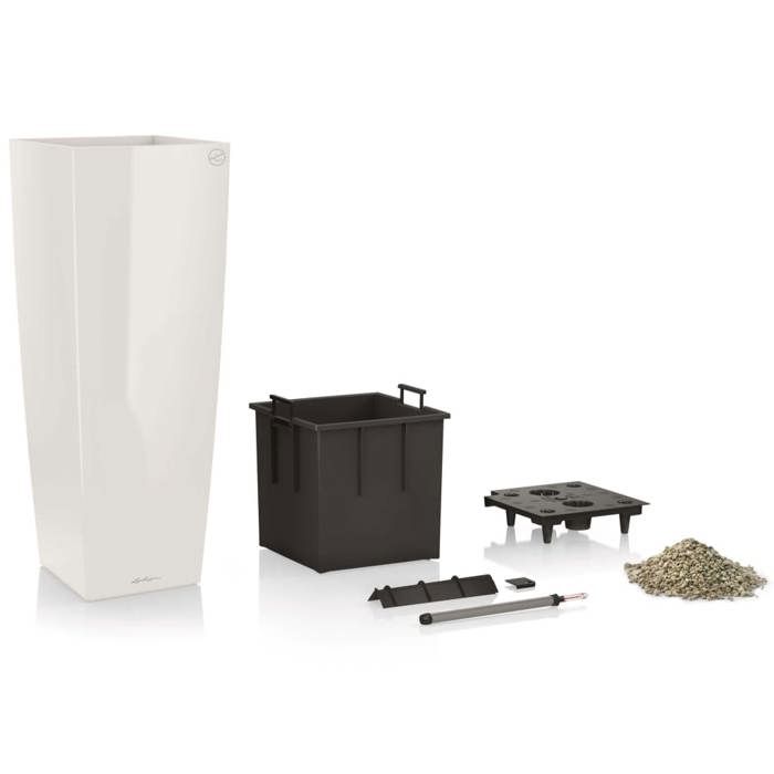LECHUZA Bloembak Cubico Alto 40 – All-in-One Systeem in Glanzend Wit