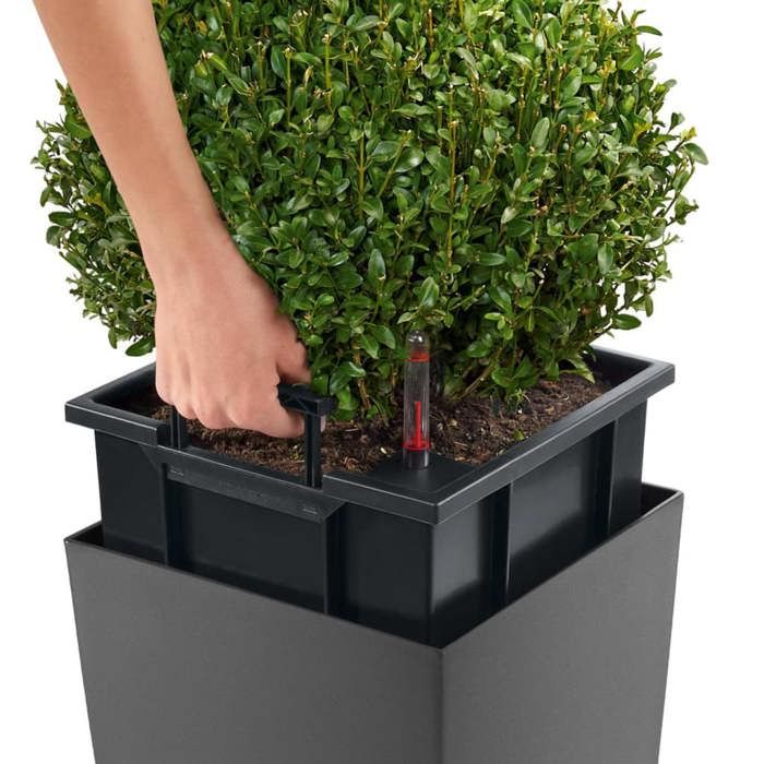 LECHUZA Plantenbak Cubico Alto 40 ALL-IN-ONE – Elegant hoog design in houtskool