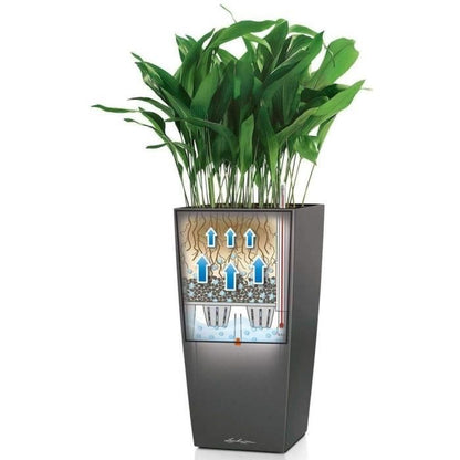 LECHUZA Plantenbak Cubico Alto 40 ALL-IN-ONE – Elegant hoog design in houtskool