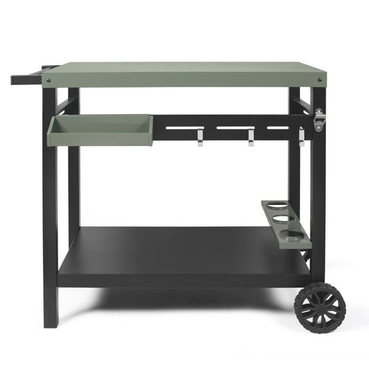 LIVOO Plancha Trolley – Mobiele Buitenkeuken in Groen/Zwart