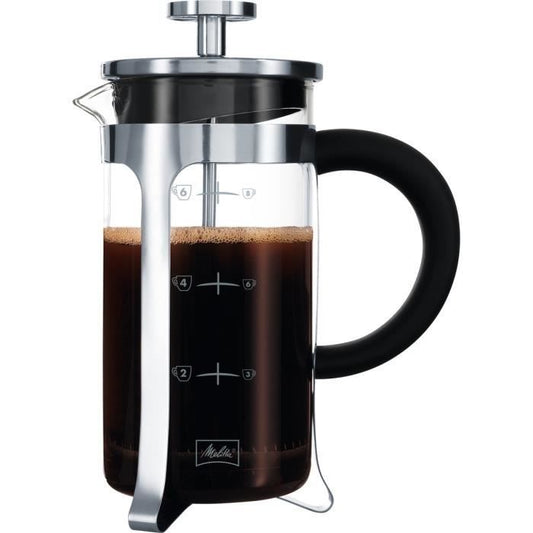 MELITTA Premium French Press – Handmatig Koffiegenot in Glas en Roestvrij Staal (8 Kopjes)