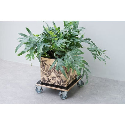 Natuur Vierkante Plantenwagen 38x38 cm Zwart Hout 446407