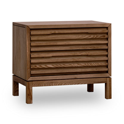 TANNER TWO DRAWER ASH WOOD NIGHTSTAND Roux – Warme Japandi-Charme voor de Slaapkamer