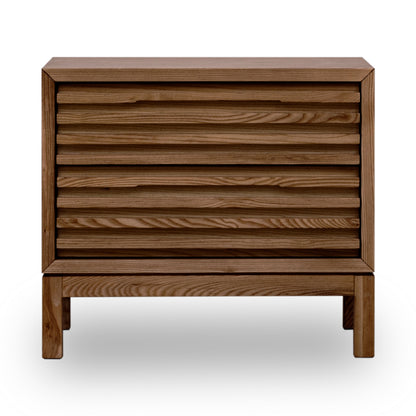 TANNER TWO DRAWER ASH WOOD NIGHTSTAND Roux – Warme Japandi-Charme voor de Slaapkamer