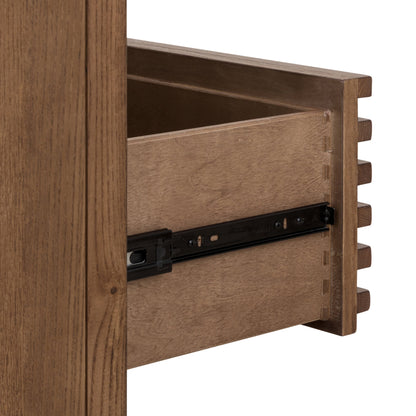 TANNER FIVE DRAWER ASH WOOD CHEST IN ROUX Japandi Vormgeving met Functionele Luxe – Hoogwaardige Ladekast in Warm Essenhout