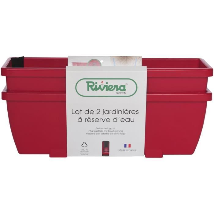 RIVIERA EVA Bloembak – Set van 2 Ruime Plantenbakken in Rood