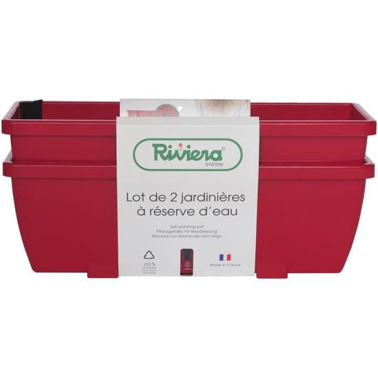 RIVIERA EVA Bloembak – Set van 2 Ruime Plantenbakken in Rood
