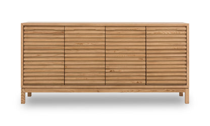 TANNER FOUR DOOR SIDEBOARD IN FLAXEN Japandi Design met Functionaliteit – Serene Opbergkast in Licht Essenhout