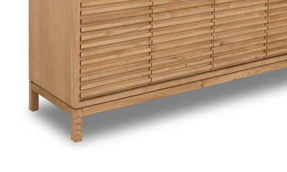 TANNER FOUR DOOR SIDEBOARD IN FLAXEN Japandi Design met Functionaliteit – Serene Opbergkast in Licht Essenhout