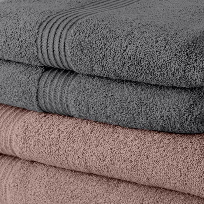 Set van 5 TODAY Badlakens 70 × 130 cm – 100% Katoen – 3 Zandroze + 2 Staal Zacht, Praktisch & Kleurrijk – Ideaal voor Strand, Badkamer of Wellness