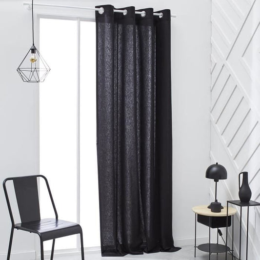 TODAY ESSENTIEEL GORDIJN MET OOGJES 140 × 240 CM – HOUTSKOOL Tijdloze Stijl in Donkere Tinten – Modern Gordijn met Ringen