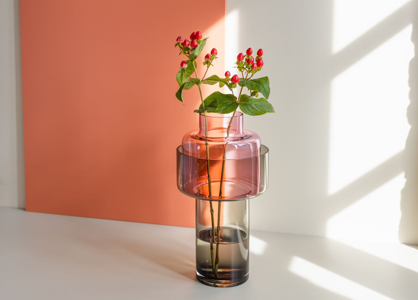 AURA Purple – Sculpturale tweedelige designvaas van mondgeblazen glas (31 cm)