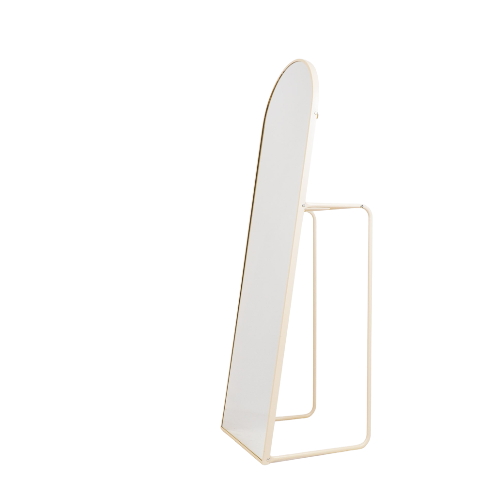 Mirror - Fitting Mirror + Clothes Rack - Metal - Sand - 45x43x150cm